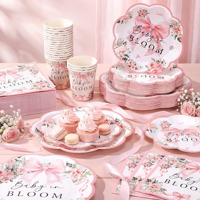 250 Pcs Baby in Bloom Baby Shower Plates Napkins - Image 3