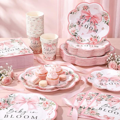 250 Pcs Baby in Bloom Baby Shower Plates Napkins - Image 3