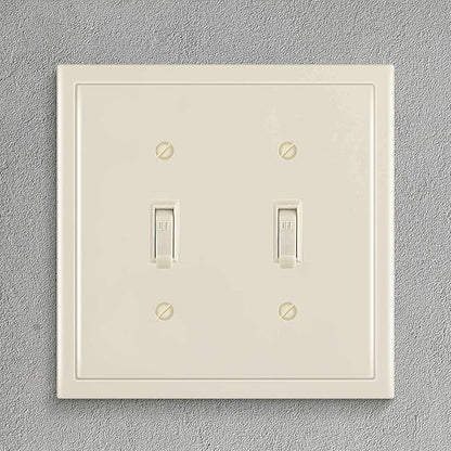 Henne Bery Modern Edge Decorative Wall Plate Switch Plate Outlet Cover, Durable Solid Zinc Alloy (Double Toggle, Light Almond)