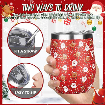 Christmas Wine Tumbler 12 oz Stainless Steel Wine Tumble Insulated Wine Tumbler - Image 5