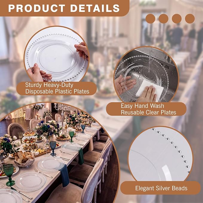 100Pcs Clear Plastic Dinner Plates - Image 8