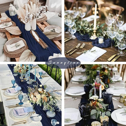 6 Pcs 10FT Navy Blue Cheesecloth Table Runner Gauze Fabric 35 x 120 Inches Long - Image 6