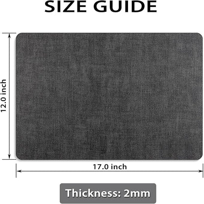 Placemats Set of 4 Washable, Heat Resistant Table Placemats Wipeable Faux Leather Place Mats Non Slip, Waterproof Square Table Mats for Indoor Outdoor, Charcoal Gray