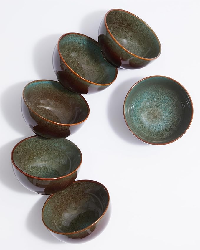 Stoneware Cereal Bowls Set of 6, 22 Oz Soup Bowls Set by Pokini