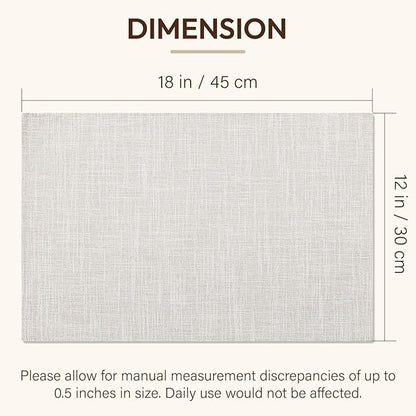 Blue Forest Placemats Set of 8, Dual-Layered Thickened Faux Linen Cloth Place Mats Heat Resistant Machine Washable Wrinkle Free Table Mats Indoor/Outdoor (Cream Beige)