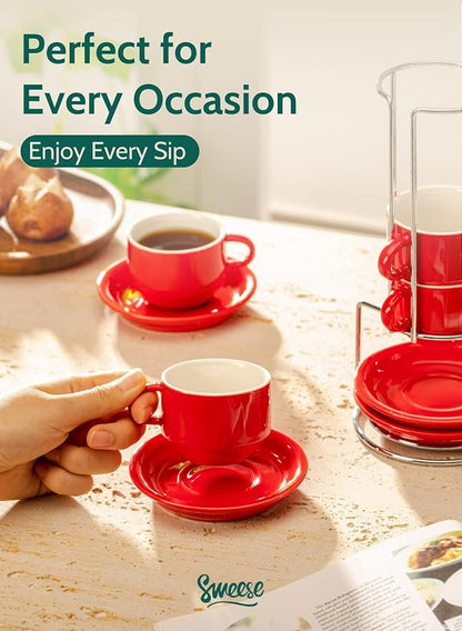 Sweese 2.5 Ounce Porcelain Stackable Espresso Cups - Image 5