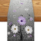 Farmhouse Purple Floral Table Runner, Rustic Spring Floral Flower Wooden Boards by Unknown