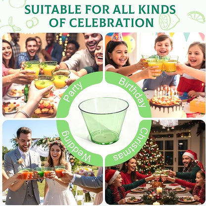 Glowserve 9 OZ Green Disposable Plastic Cups Cocktail Cup 50 Pack | Fancy - Image 5