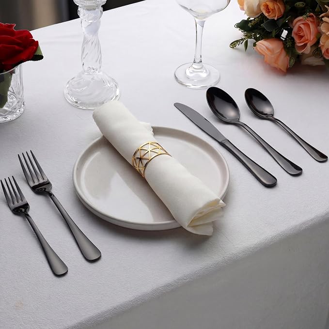 LIANYU 20 Piece Black Silverware Set, Stainless Steel Flatware Cutlery Set | - Image 6