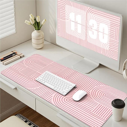 iCasso Pink Desk Matt for Desktop, Cute Desk Pad Mat, Large Mouse Pad, Anti-Slip Big Mousepad with Stitched Edges, Keyboard Pad for Computer(Pink)