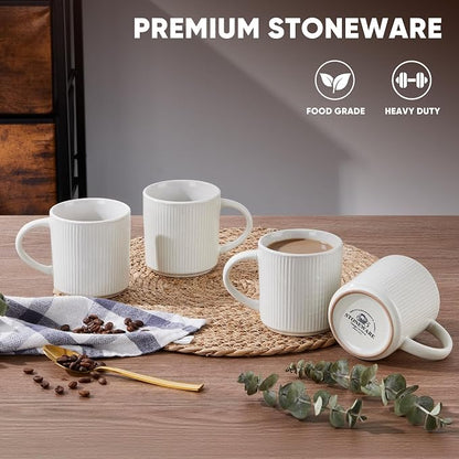 E-far Coffee Mugs Set of 4, 12 oz Stoneware Coffee Cups - Image 3