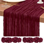 Showgeous 2 Pack Burgundy Cheesecloth Table Runners Boho Wedding Decor | Rustic by Showgeous