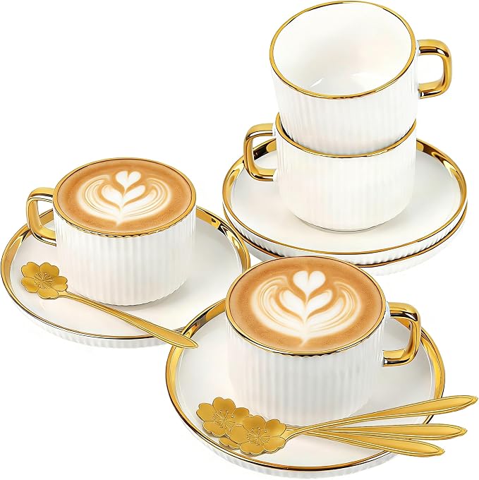 Cappuccino Cups Set of 4, 7oz Espresso Cups Set - Image 9