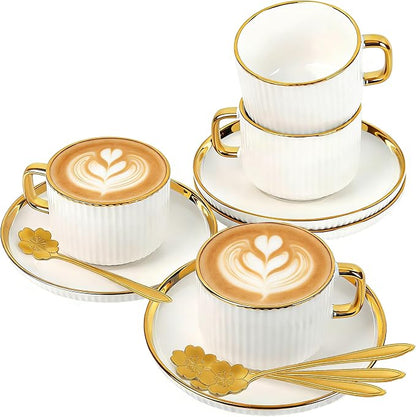 Cappuccino Cups Set of 4, 7oz Espresso Cups Set - Image 9