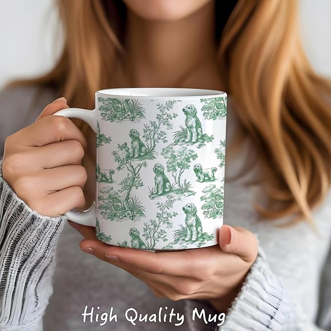 Chinoiserie Golden Doodle Mug, Grandmillennial Sausage Weiner Dog Coffee Tea - Image 2