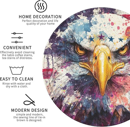 America Coasters Leather Round Drink Coasters 6 Pcs Set with Holderor for Cup Drink Coffee Table Bar Home Decor