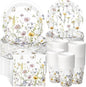 250 Pcs Wildflower Party Decorations Include Spring Summer Floral Paper Plates by Ziliny