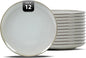 Organic Shape Highland Ceramic Dinner Plates, 12pcs 10.5 Inch Handmade Reactive Glaze Stoneware Plates with Wavy Edge, for Kitchen, Microwave & Dishwasher Safe, Scratch Resistant-grey