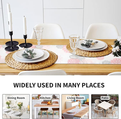 Dahlia Flower Table Runner 13x71 Inch Farmhouse Pink Gray Runners Modern Table - Image 7