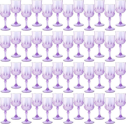 48Pack Plastic Wine Glasses, 7oz Vintage Goblets by LEYIQU