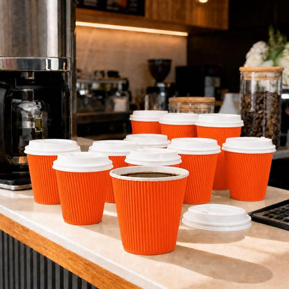 Restaurantware 8 Ounce Double Wall Disposable Coffee Cups, 500 Insulated Orange - Image 3