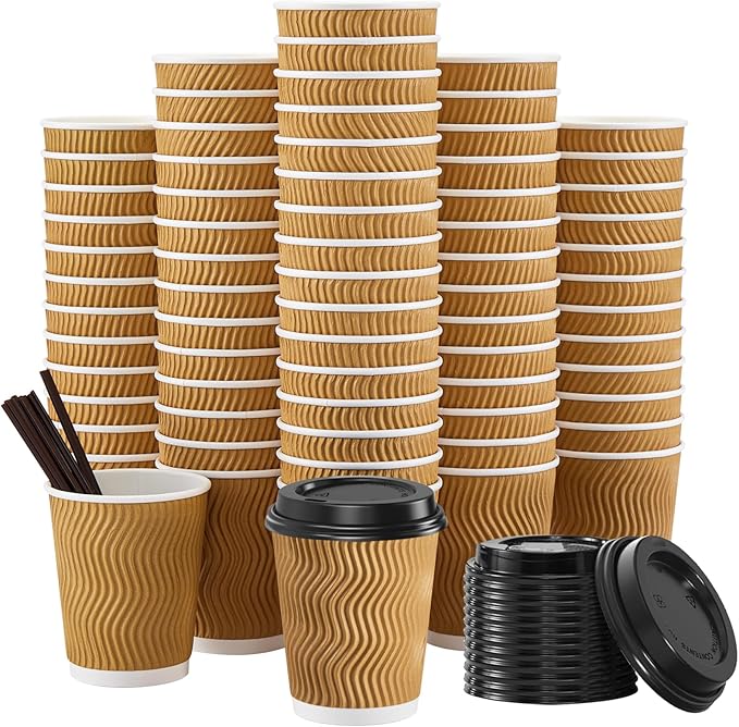 SIUQ 90 Pack 8 oz Disposable Coffee Cups by SIUQ