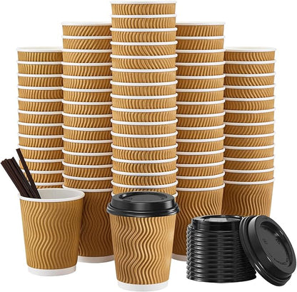 SIUQ 90 Pack 8 oz Disposable Coffee Cups by SIUQ