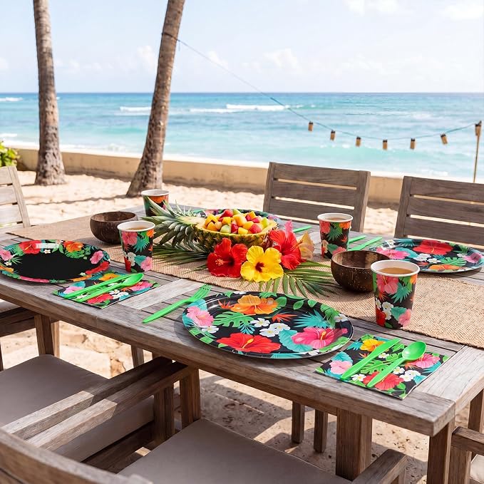 350 Pcs Hawaiian Luau Party Supplies 12 in Disposable Tropical Aloha Oval - Image 5