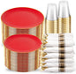 KIRE 350 PCS Red and Gold Plastic Plates by KIRE