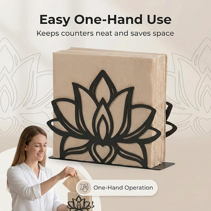 2Pack Lotus Napkin Holder for Table, Modern Metal Black Napkin Holders for - Image 3