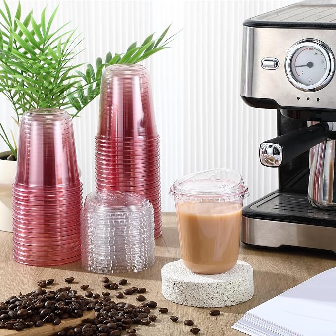 Ziliny 50 Sets Clear Plastic Coffee Cups - Image 2