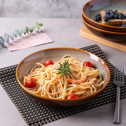 LERATIO Large Pasta Bowls, 38oz Ceramic Pasta Bowls, 9.0" Reactive Glaze Pasta - Image 4