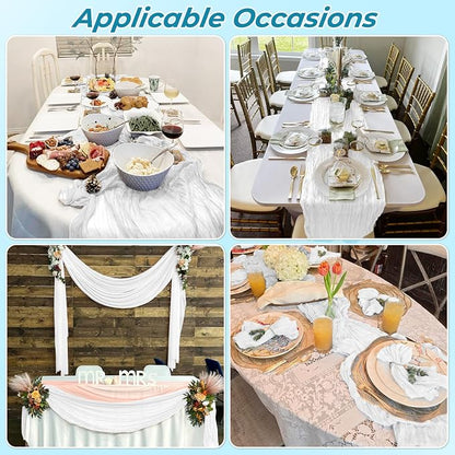 6 Pack White Cheesecloth Table Runner 20 x 120 Inch Gauze Table Runner Fabric - Image 6