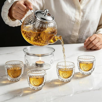 Amzcku 50OZ/1500ml Vintage Glass Teapot Set - Image 5