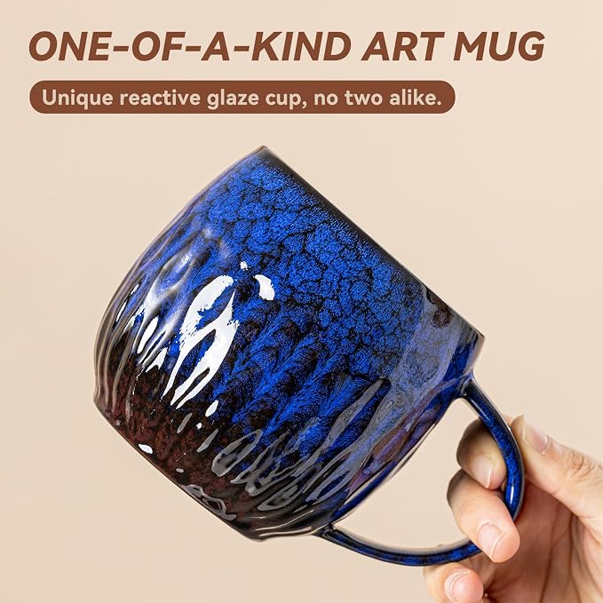 Ocean Surge Ceramic Coffee Mug - 21 oz Unique Reactive Glaze Coffee Cup - Image 3