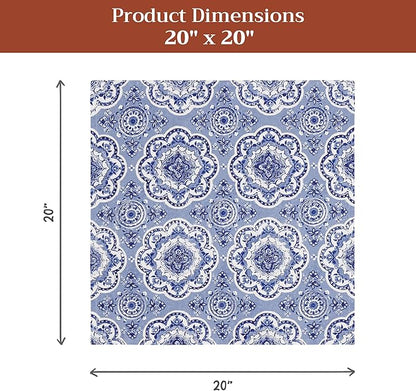 Maison d' Hermine Cloth Napkins Set of 4 100% Cotton Everyday Reusable Square Napkins Cloth Washable Dinner Party Wedding Restaurant Valentines Day Decorations Spring/Summer(Melodie Bleue, 20" x 20")