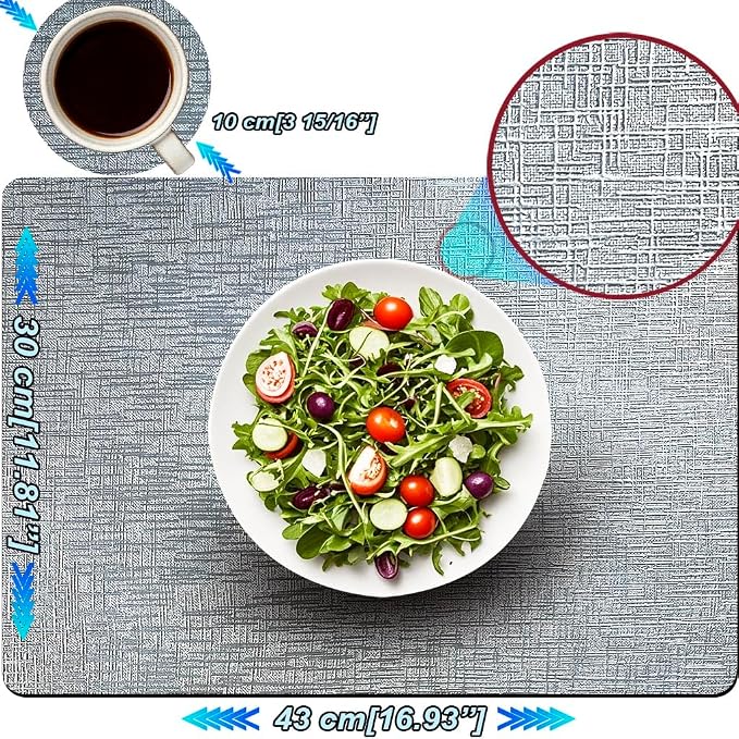 Elegant Placemats and Coasters Set 6, Vinyl Washable Place Mats - Image 5