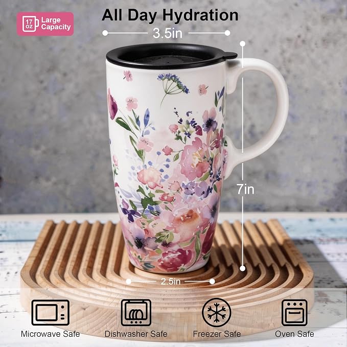 Topadorn 17oz Floral Ceramic Coffee Mug - Image 8