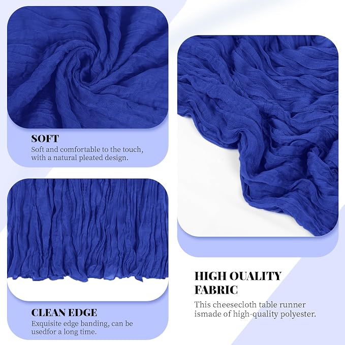 3 Pack Royal Blue Cheesecloth Table Runner, 17 x 108 Inch, Gauze Cheese Cloth - Image 3