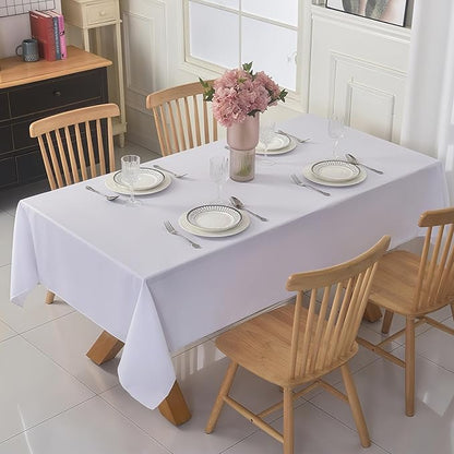 10-Pack 60x60 inch White Table Cloths, Solid Stain and Wrinkle Resistant Tablecloth, Premium Plain Weave Polyester Fabric Rectangle Table Linen Covers for Hotel, Banquet