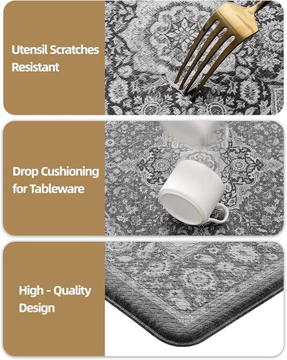 Color&Geometry Anti Fatigue Kitchen Mats for Floor 24x87, Vintage Decor, Easy Clean, Waterproof & Oil Proof, 0.4" Thick Cushioned, Non-Slip Kitchen Runner Rug for Sink, Laundry, Office, Grey