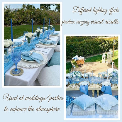 Light Blue Cheesecloth Table Runner 13.3FT Long Bridal Birthday Party - Image 7