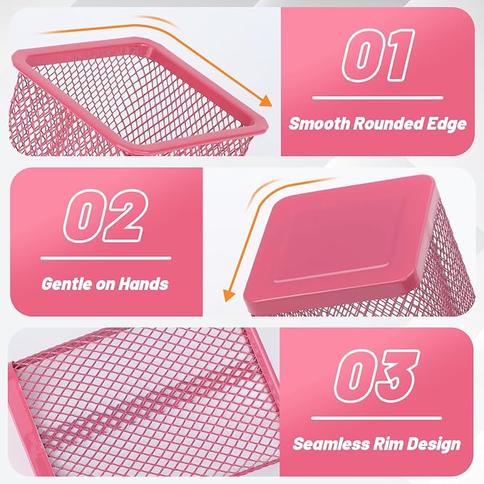 Segarty Pen Cup Holder, 3 Pack Square Dark Pink Pen Holder - Image 3