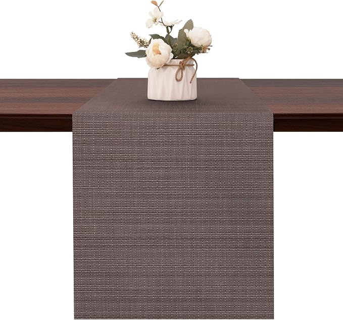Table Runner 55 Inches Long, Vinyl Woven Heatproof Table Runners | Washable by Banchif