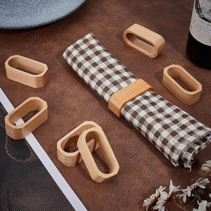 Wooden Napkin Rings Set of 8 for Wedding Party Dinning Table Decor Cloth Napkin by ACRNIGHEET