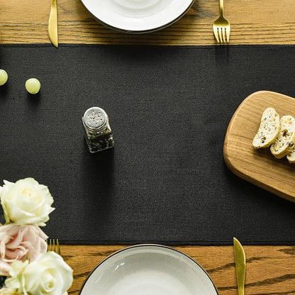 Artoid Mode Black Tassel Table Runner, Halloween Linen Blend Rustic Farmhouse - Image 2