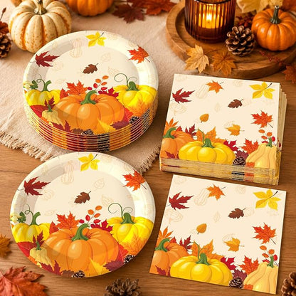 50PCS Fall Paper Plates and Napkins, 7inch Thanksgiving Party Decorations | - Image 5