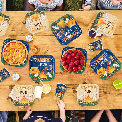 250Pcs S' Mores Camping Party Plates Supplies ，Serves 50 | S' More Love Fun - Image 7