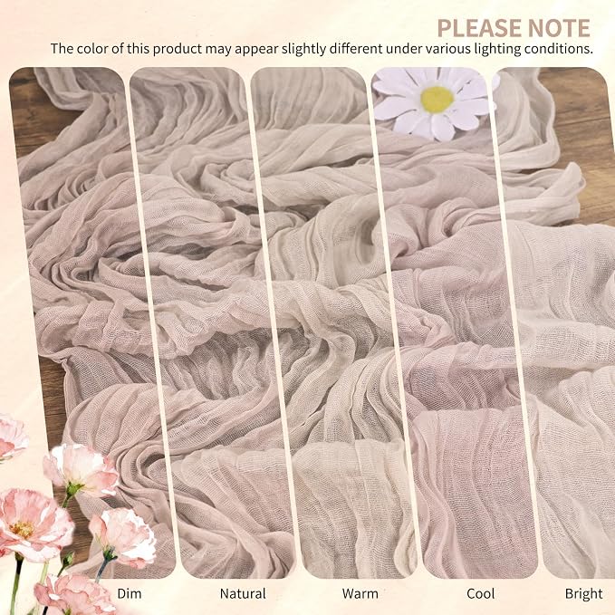 18 Pack Cheesecloth Table Runner 10FT Rosy Brown Table Runner Boho Gauze Cheese - Image 7