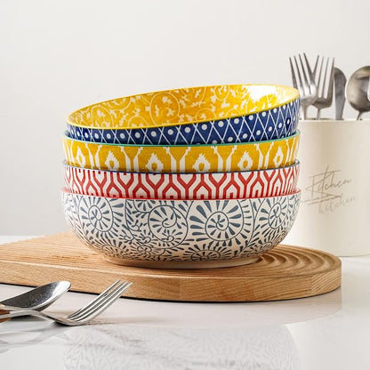 Selamica Ceramic 50 Ounce Pasta Bowls Set of 4, 8.6 Inch Large Salad Bowls - Image 5